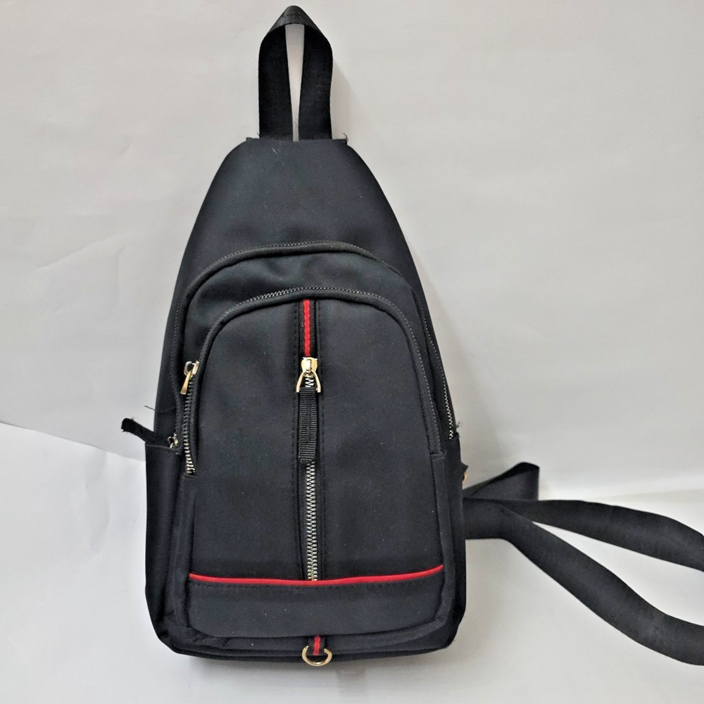 NOLLIA Black Sling Backpack Crossbody Chest Bag Daypack Nylon Multi Pocket